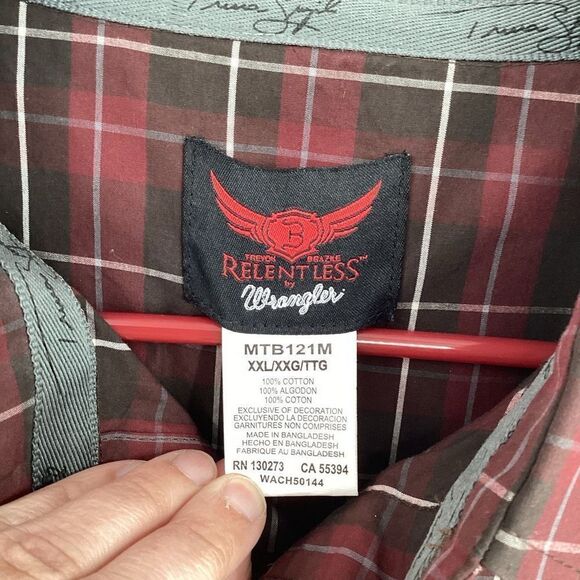 Mens Trevor Brazile Relentless By‎ Wrangler plaid Western Pearl Snap - Picture 3 of 6